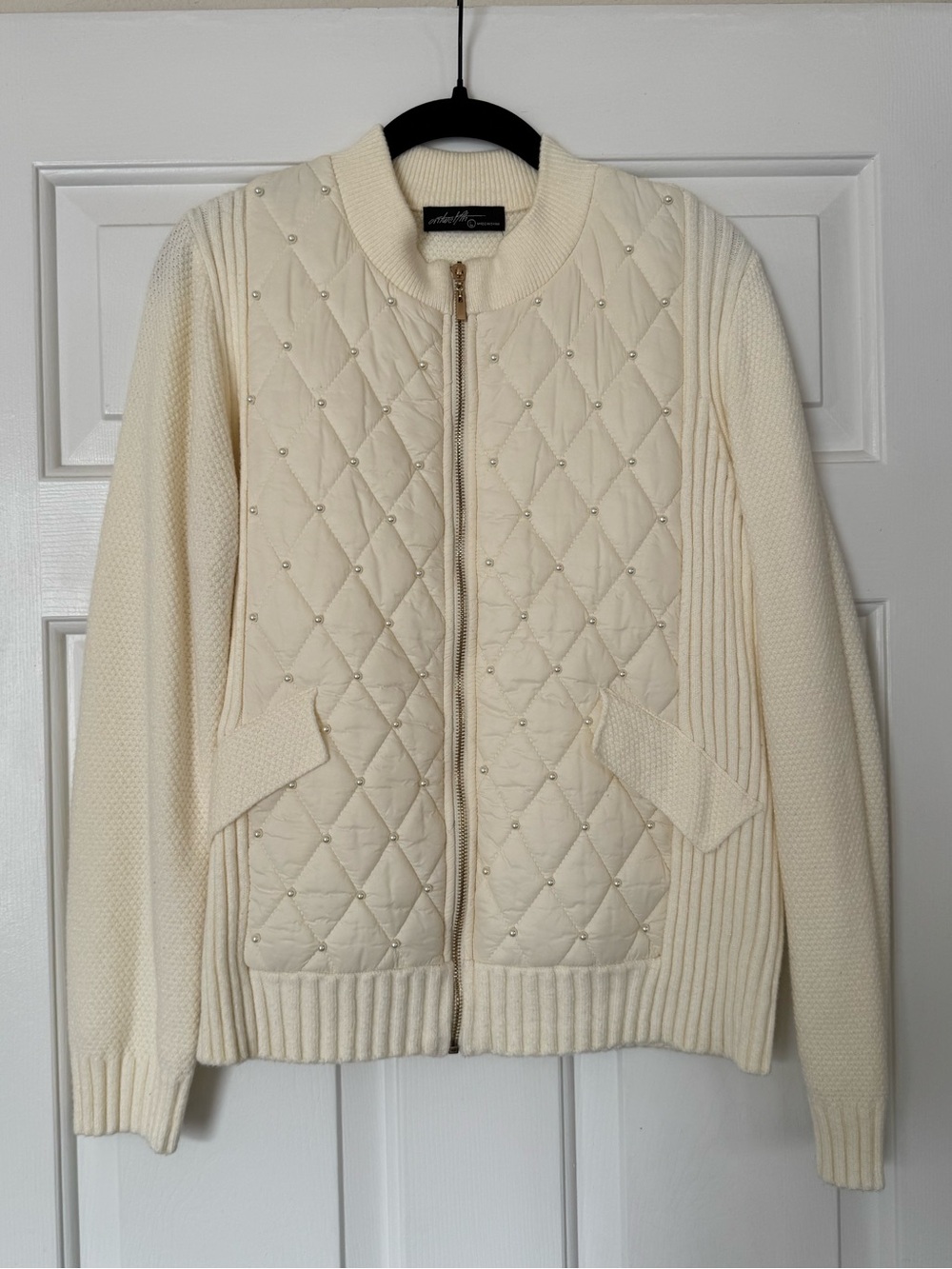 Ontwelfth Ivory Puffer and Knit Pearl Jacket
